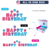 Happy Birthday Yard Signs with H Steel Stakes | 3-in-1 Multi-Level Stacking for Customized Styling