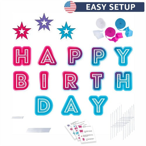 Happy Birthday Yard Signs with H Steel Stakes | 3-in-1 Multi-Level Stacking for Customized Styling