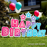 Happy Birthday Yard Signs with H Steel Stakes | 3-in-1 Multi-Level Stacking for Customized Styling